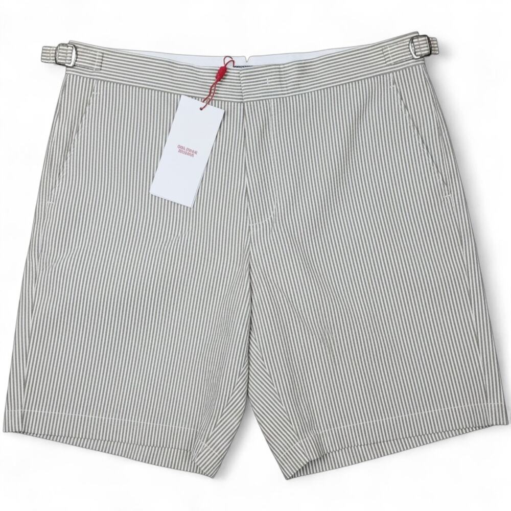 ORLEBAR BROWN NWT Norwich Seersucker Shorts Men's 34 Stripe Luxury Resort Casual